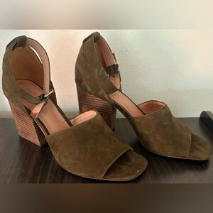 Madewell Olive Green Suede Women's Block Heel Size 9